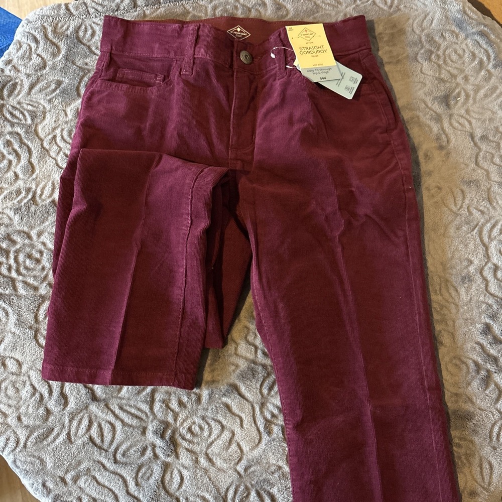 st johns bay Straight Corduroy Women's Pants Burgundy Sz. 2p